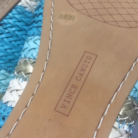 NWT Vince Camuto Lyon Blue & Gold Ballerina Flats - Picture 14 of 16